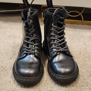 Dr. Martens Kids Black Leather Lace-Up Boots